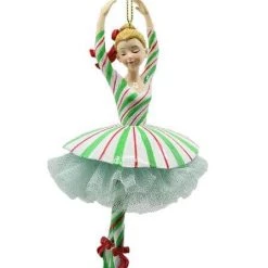 The Christmas Palace 6" GREEN PEPPERMINT SWIRL BALLERINA ORNAMENT
