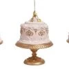 The Christmas Palace Christmas Ornaments DECEMBER DIAMONDS 4" PINK & GOLD CAKE ORNAMENTS ASSORTED SET OF 3