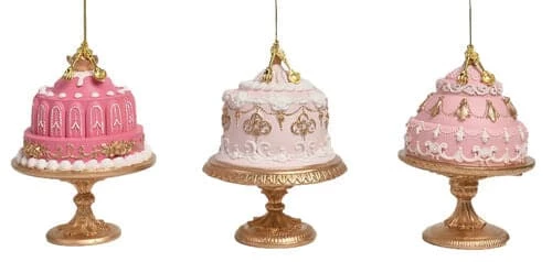 The Christmas Palace Christmas Ornaments DECEMBER DIAMONDS 4" PINK & GOLD CAKE ORNAMENTS ASSORTED SET OF 3 1 The Christmas Palace Christmas Ornaments DECEMBER DIAMONDS 4" PINK & GOLD CAKE ORNAMENTS ASSORTED SET OF 3