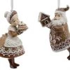 The Christmas Palace DECEMBER DIAMONDS MR & MRS CLAUS GINGERBREAD ORNAMENT SET OF 2 Christmas Ornaments