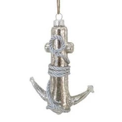 The Christmas Palace DECEMBER DIAMONDS 6" SILVER ANCHOR ORNAMENT SET OF 2 Christmas Ornaments