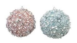 The Christmas Palace Christmas Ornaments DECEMBER DIAMONDS 4" AQUA & PINK BEADED BALL ORNAMENT SET OF 2
