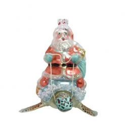 The Christmas Palace DECEMBER DIAMONDS 5" SANTA ON SEA TURTLE ORNAMENT Christmas Ornaments