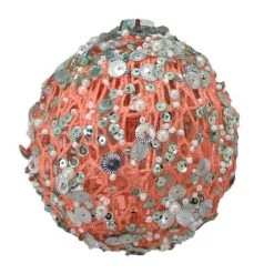 The Christmas Palace DECEMBER DIAMONDS CORAL MESH BALL ORNAMENT SET OF 2 Christmas Ornaments