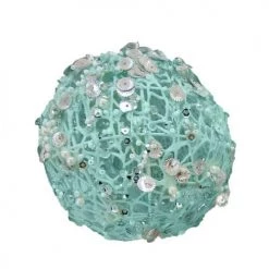 The Christmas Palace DECEMBER DIAMONDS TEAL MESH BALL ORNAMENT