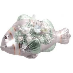 The Christmas Palace Christmas Ornaments DECEMBER DIAMONDS 5" PASTEL PINK STRIPE FISH ORNAMENT