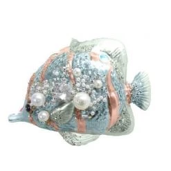 The Christmas Palace DECEMBER DIAMONDS 5" BLUE & GOLD STRIPE FISH ORNAMENT