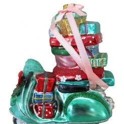 The Christmas Palace Christmas Ornaments DECEMBER DIAMONDS 8" SCOOTER WITH GIFTS ORNAMENT