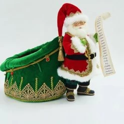 The Christmas Palace 13" ALL TRIMMINGS SANTA WITH TOYBAG Santas