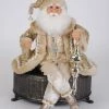 The Christmas Palace VELVETY CREAM & GOLD POSABLE SANTA Santas