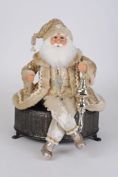 The Christmas Palace VELVETY CREAM & GOLD POSABLE SANTA Santas 1 The Christmas Palace VELVETY CREAM & GOLD POSABLE SANTA Santas