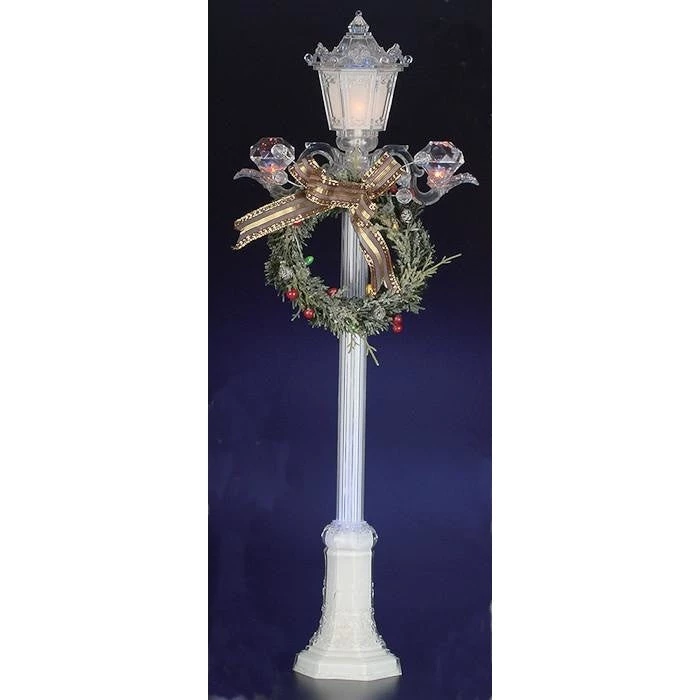 The Christmas Palace 24" ACRYLIC LED STREET LAMP WITH WREATH BATTERY OPERATED Table Tops 2 The Christmas Palace 24" ACRYLIC LED STREET LAMP WITH WREATH BATTERY OPERATED Table Tops