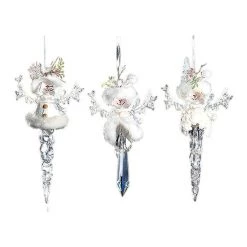 The Christmas Palace Christmas Ornaments 8" ACRYLIC SNOWMAN ICICLE ORNAMENT ASSORTED SET OF 3