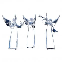 The Christmas Palace 8" ACRYLIC ANGEL STATUETTES ASSORTED SET OF 3