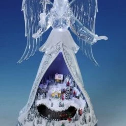 The Christmas Palace Angels & Toppers 11" ICEBERG ACRYLIC ANGEL VILLAGE BATTERY OPERATED
