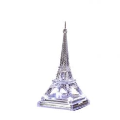 The Christmas Palace 8" ACRYLIC EIFFEL TOWER WITH SILVER BASE BATTERY OPERATED