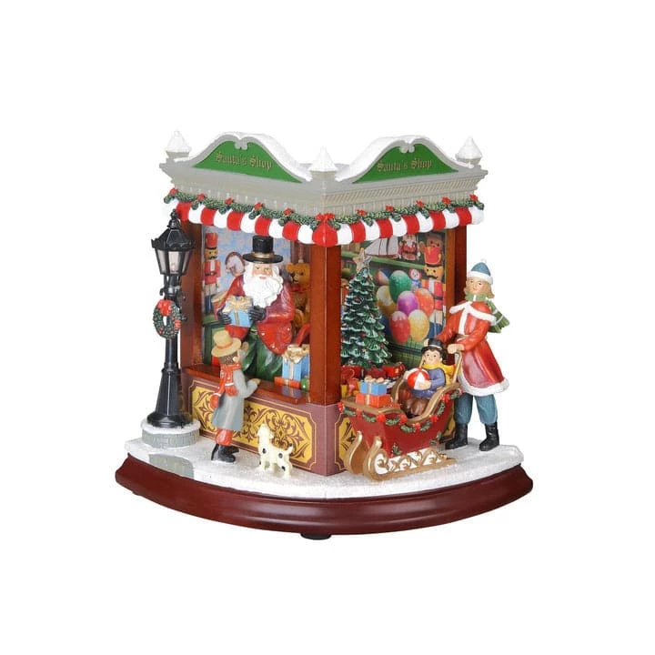 The Christmas Palace 8" SANTA'S MUSICAL CORNER SHOP BATTERY OPERATED 1 The Christmas Palace 8" SANTA'S MUSICAL CORNER SHOP BATTERY OPERATED