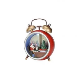 The Christmas Palace 9" SANTA'S MUSICAL ALARM CLOCK BATTERY OPERATED