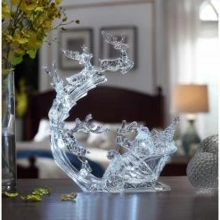 The Christmas Palace 13" ACRYLIC LED DEER FLIGHT & SLEIGH BATTERY OPERATED