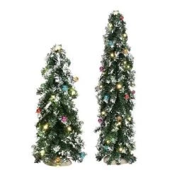 The Christmas Palace VILLAGE ACCESSORY FESTIVE MOUNTAIN PINES PACK OF 2