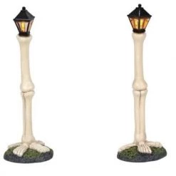 The Christmas Palace HALLOWEEN VILLAGE ACCESSORY FEMUR BONE STREET LIGHTS SET OF 2