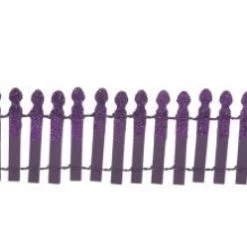 The Christmas Palace HALLOWEEN VILLAGE GHOULISH PURPLE GLITTER FENCE