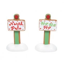 The Christmas Palace Department 56 VILLAGE ACCESSORY GINGERBREAD CHRISTMAS SIGNS SET OF 2