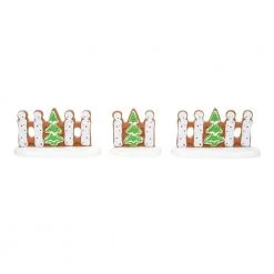 The Christmas Palace VILLAGE ACCESSORY GINGERBREAD CHRISTMAS FENCE SET OF 3
