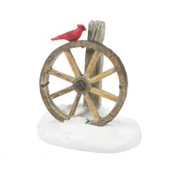 The Christmas Palace VILLAGE ACCESSORY CARDINAL CHRISTMAS WAGON WHEEL
