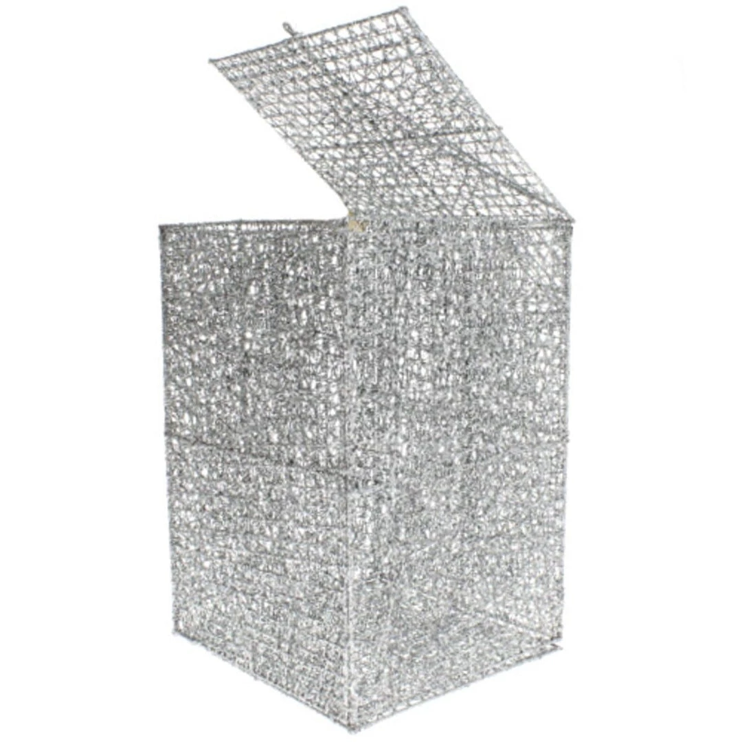The Christmas Palace 12" X 8" SILVER GLITTER MESH BOX 2 The Christmas Palace 12" X 8" SILVER GLITTER MESH BOX