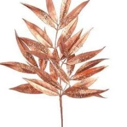 The Christmas Palace Stems & Picks 23" COPPER GILTTERED WILLOW LEAF SET OF 6