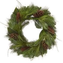 The Christmas Palace Wreaths 24" MAGNOLIA LEAF WREATH WITH PINECONES UNLIT