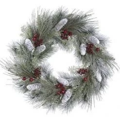 The Christmas Palace 30" PINE CONE BERRY WREATH UNLIT