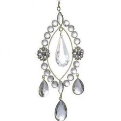 The Christmas Palace 6" RHINESTONE DROP ORNAMENT SET OF 6