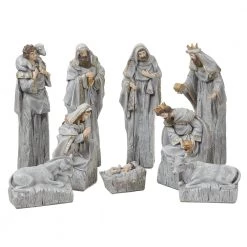 The Christmas Palace 14" GRAY ANTIQUED NATIVITY SCENE SET OF 9