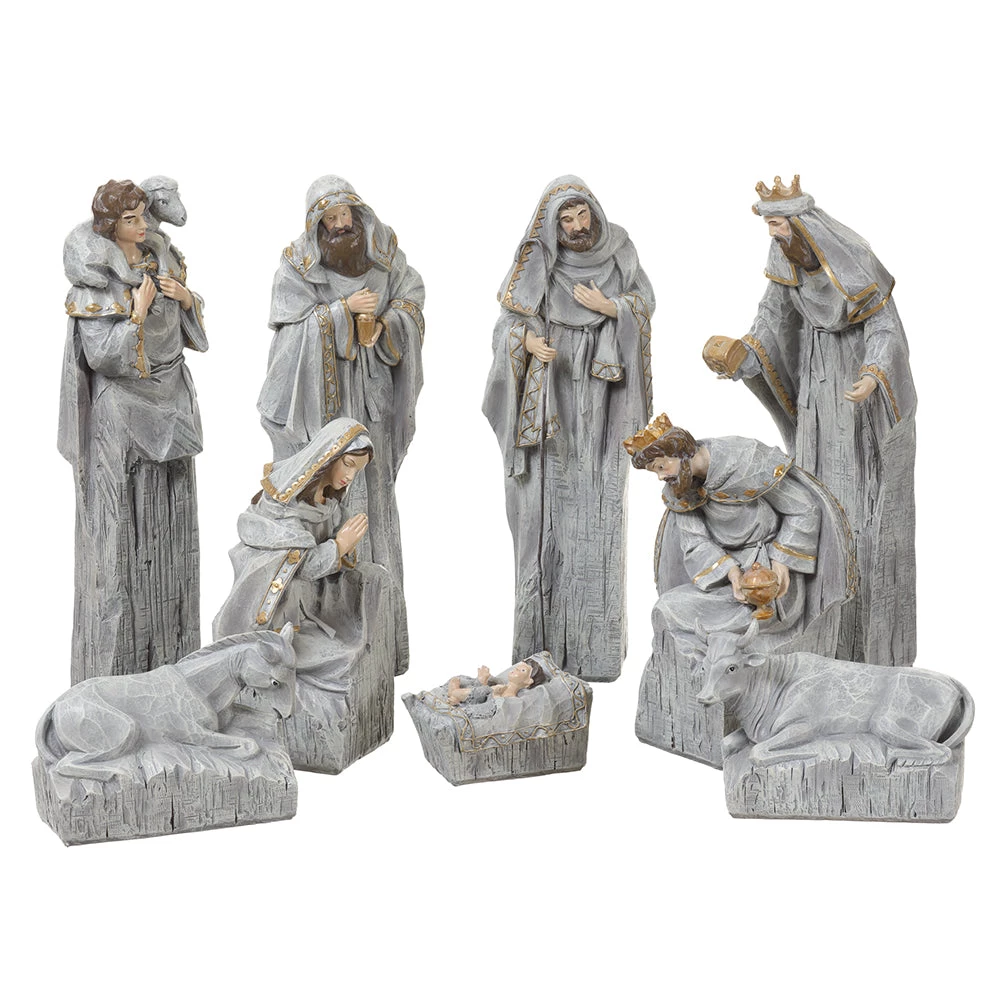 The Christmas Palace 14" GRAY ANTIQUED NATIVITY SCENE SET OF 9 1 The Christmas Palace 14" GRAY ANTIQUED NATIVITY SCENE SET OF 9