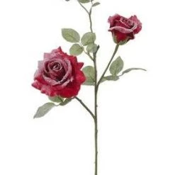 The Christmas Palace Flowers 29" RED SNOWY GARDEN ROSE SET OF 6