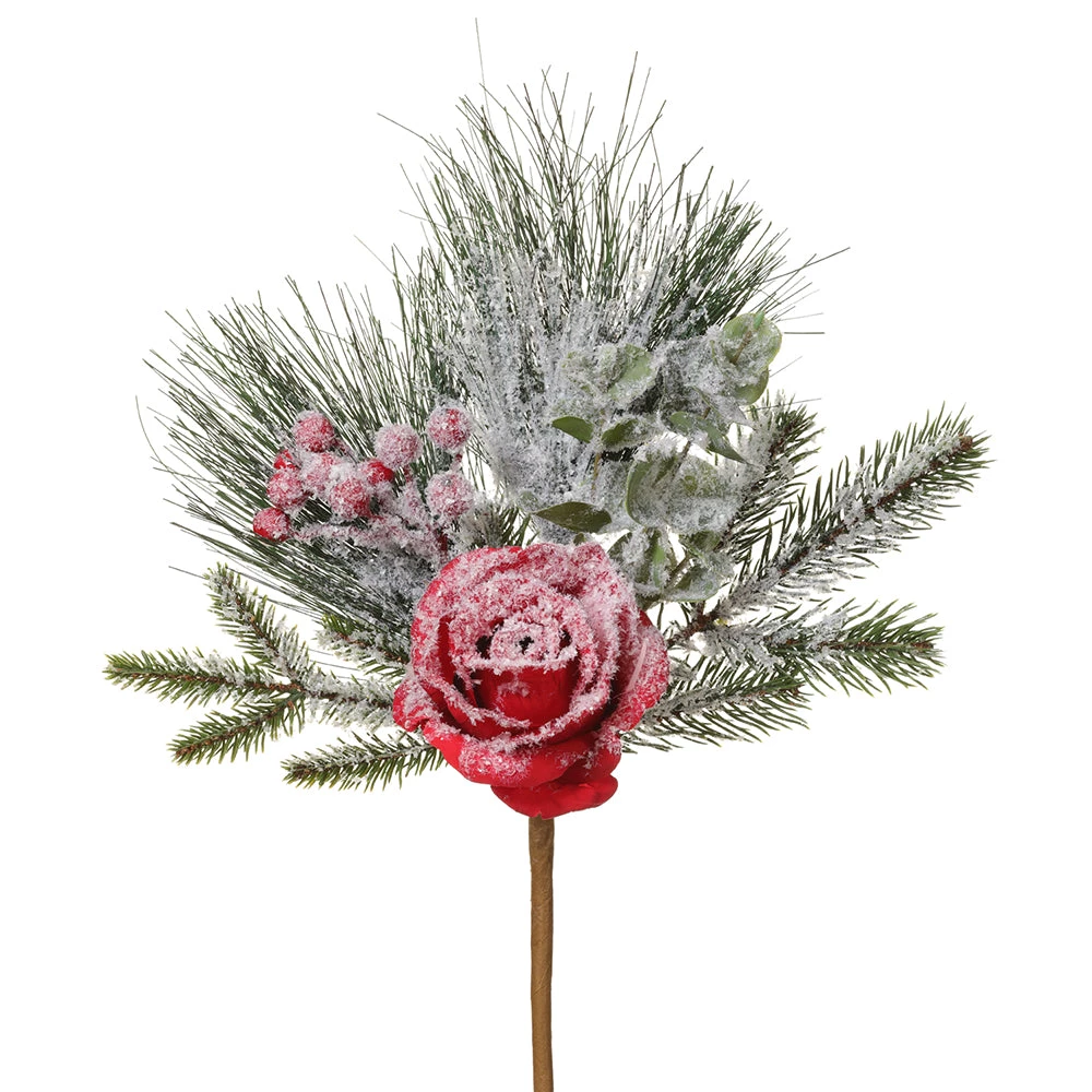The Christmas Palace 17" ICED ROSE BERRY PINE SPRAY SET OF 6 1 The Christmas Palace 17" ICED ROSE BERRY PINE SPRAY SET OF 6