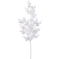 The Christmas Palace Stems & Picks 25" WHITE GLITTER EUCALYPTUS BRANCH SET OF 6
