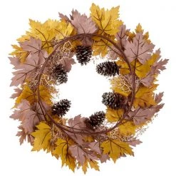 The Christmas Palace 30" GOLDEN BROWN METALLIC MAPLE TWIG & PINECONE WREATH Wreaths