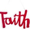 The Christmas Palace 7.5" RED FAITH ORNAMENT SIGN SET OF 2