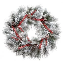 The Christmas Palace Wreaths 30" RED SNOW PINE CONE WREATH UNLIT