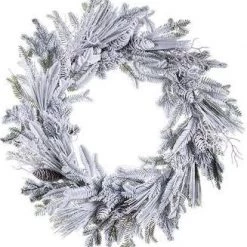 The Christmas Palace Wreaths 28" WHITE SNOW PINE WREATH UNLIT