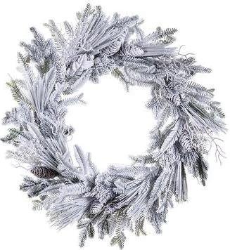 The Christmas Palace Wreaths 28" WHITE SNOW PINE WREATH UNLIT 1 The Christmas Palace Wreaths 28" WHITE SNOW PINE WREATH UNLIT