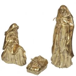 The Christmas Palace Nativity & Stables 12" METALLIC GOLD HOLY FAMILY SET OF 3