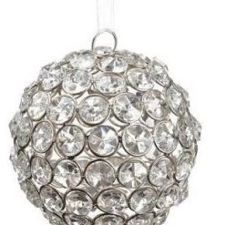The Christmas Palace 4" SILVER JEWEL DAZZLING ORNAMENT SET OF 4 Christmas Ornaments