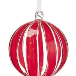 The Christmas Palace 4" RED CLEAR GLASS ORNAMENT SET OF 6 Christmas Ornaments