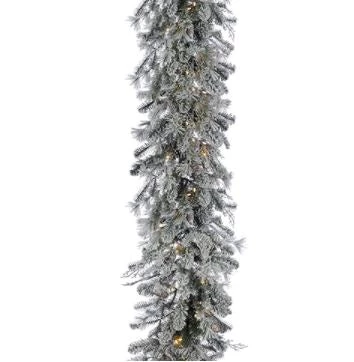 The Christmas Palace 9 FT X 20" SNOW FLOCKED GARLAND PRELIT 100 LED Garlands 1 The Christmas Palace 9 FT X 20" SNOW FLOCKED GARLAND PRELIT 100 LED Garlands