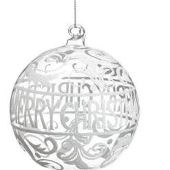 The Christmas Palace 4" WHITE CHRISTMAS GLASS ORNAMENT SET OF 6