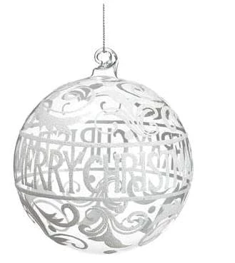 The Christmas Palace 4" WHITE CHRISTMAS GLASS ORNAMENT SET OF 6 1 The Christmas Palace 4" WHITE CHRISTMAS GLASS ORNAMENT SET OF 6